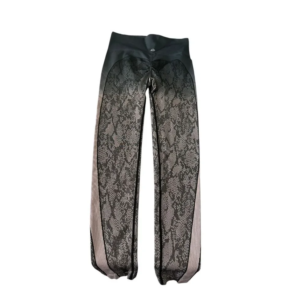 Designer Snake Print Athletic Leggings Workout Yoga Pants High Waist Compression - Picture 1 of 16